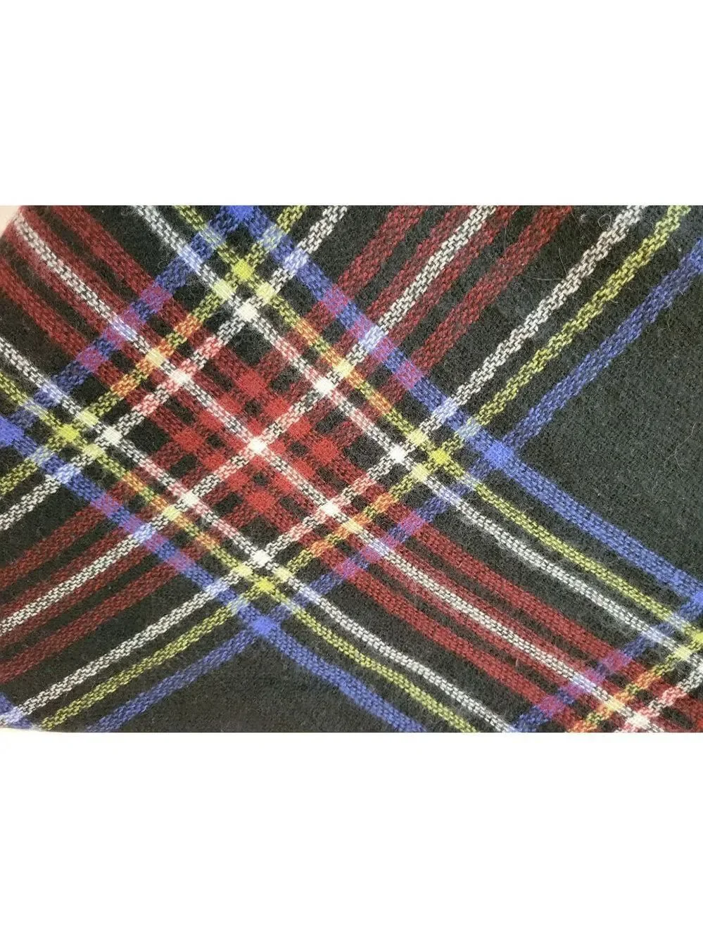 Plaid Fringe Scarf - Black Multi-Color, One Size